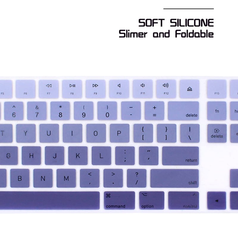 HRH Ombre Dark Purple Silicone Keyboard Cover Keypad Skin for Magic Keyboard with Numeric Keypad A1843 MQ052LL/A Released in 2017 (US Layout) - Image 5